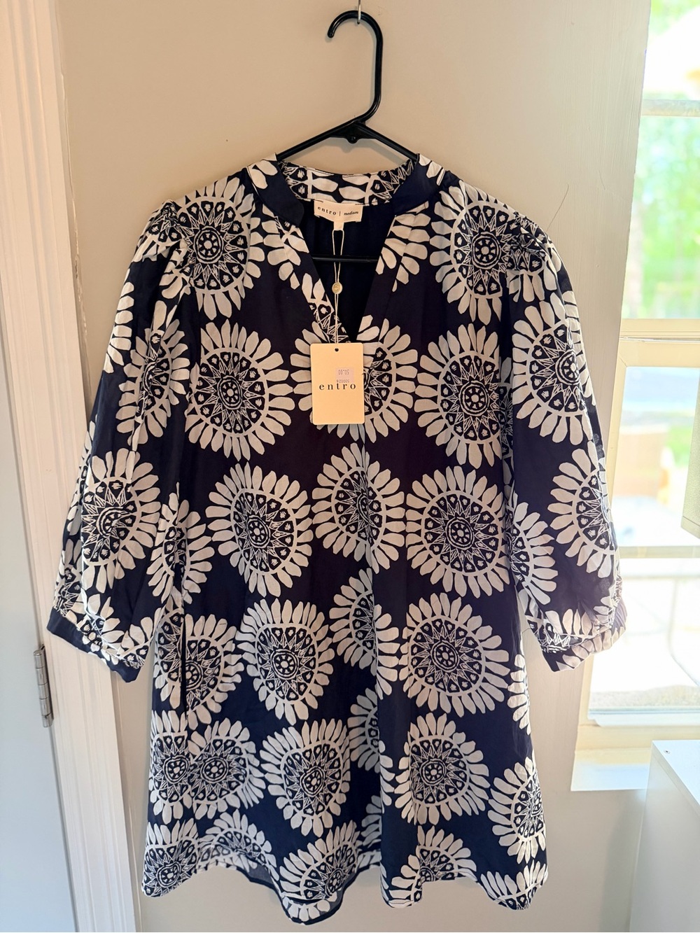 entro Navy Floral Medallion V-Neck Tunic